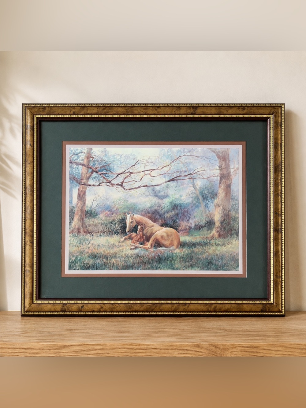 Lesley C Humphrey Mother Horse Mare Foal Framed Print Equestrian Wall Art